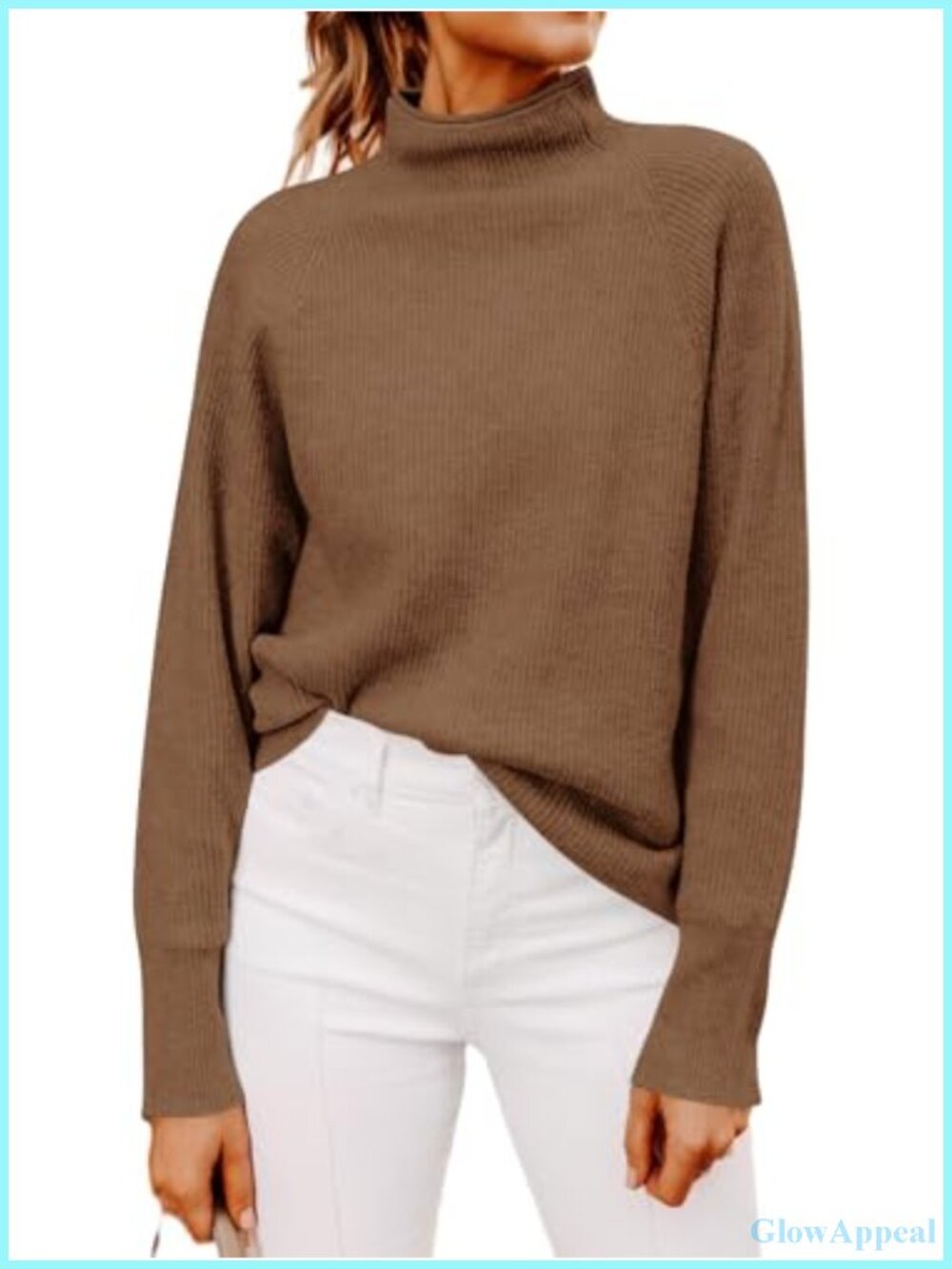 Women's Long Sleeve Mock Neck Dolman Sweater Pullover